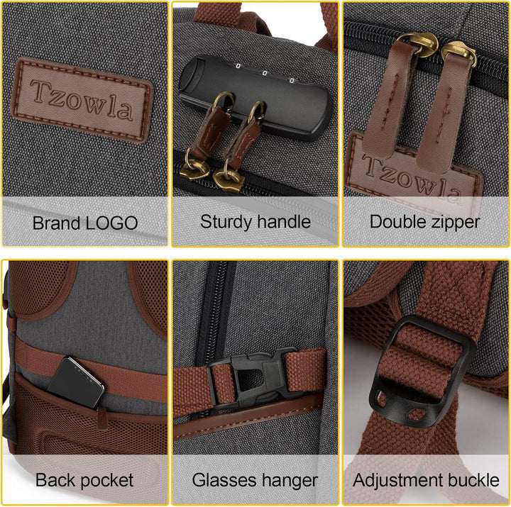 Mochila para computadora portátil de lona - Bolsa antirrobo para ho...