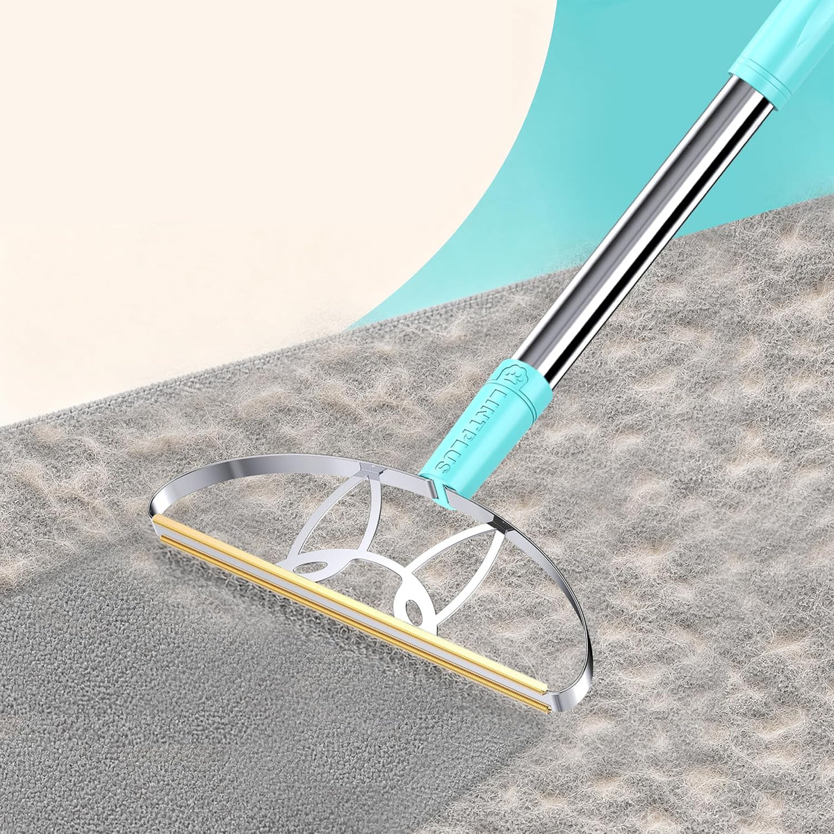 Rastrillo para Alfombras Ultra Largo de 63'' de Servicio Pesado - Removedor Eficiente de Pelo de Mascotas para Alfombras, Tapetes y Muebles, Raspador de Alfombras de Limpieza Profunda, Herramienta