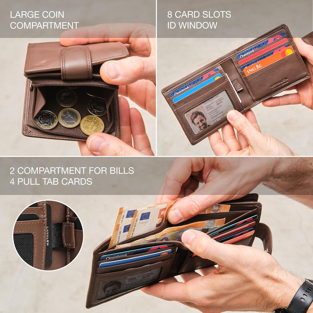 Lavalen Cartera de cuero suave para hombre - Billeteras de cuero pl...