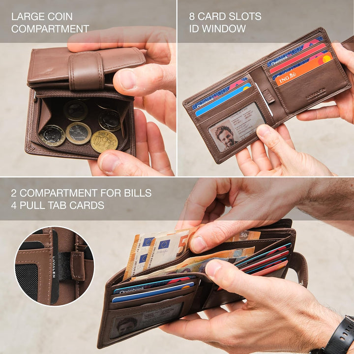 Lavalen Cartera de cuero suave para hombre - Billeteras de cuero pl...