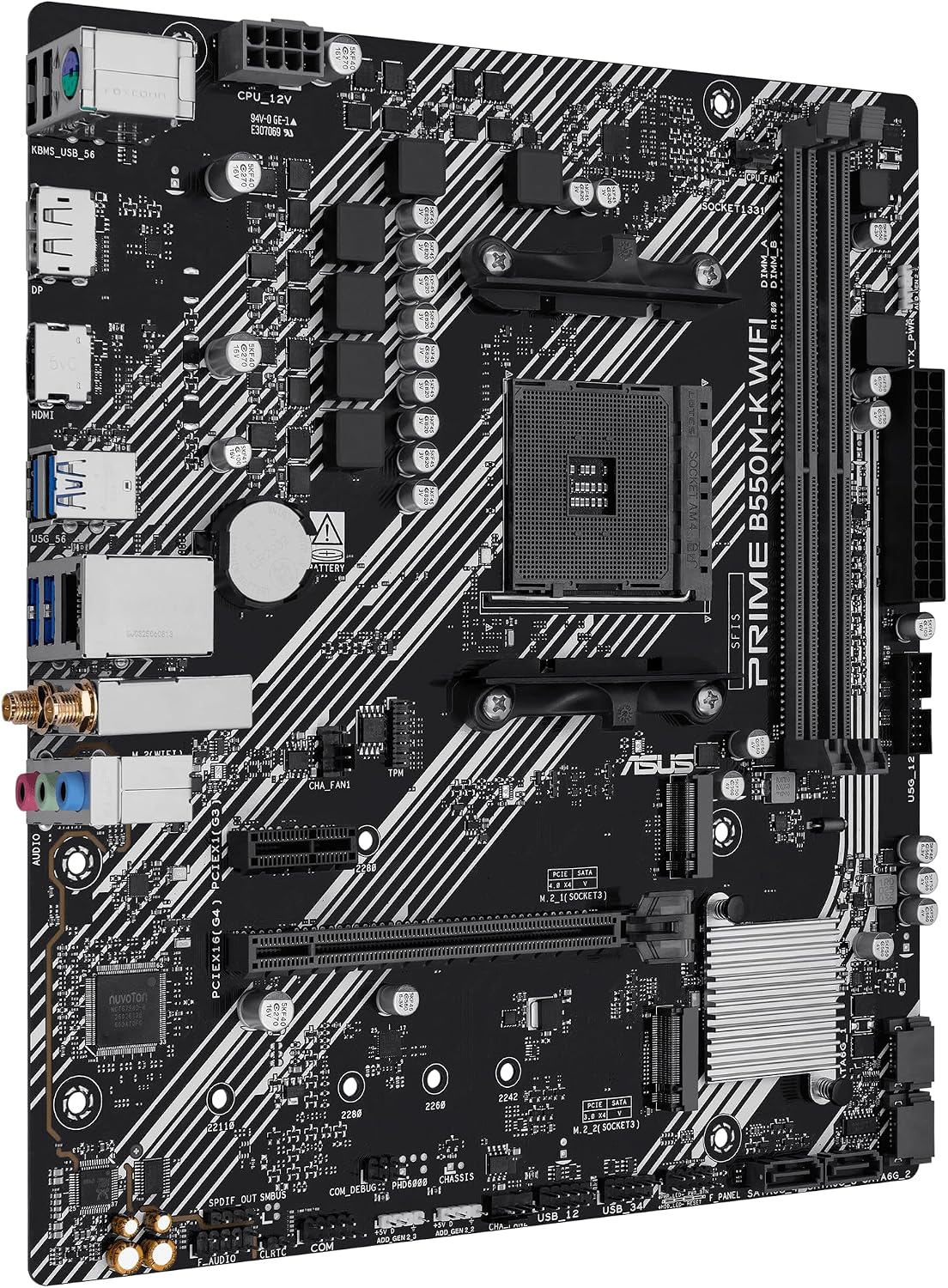 Placa base ASUS Prime B550M-K WiFi AM4 mATX, DDR4, PCIe 4.0, 2xM.2,...