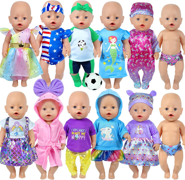 12 juegos de ropa y accesorios para muñecas bebé de 14-16 pulgadas,...