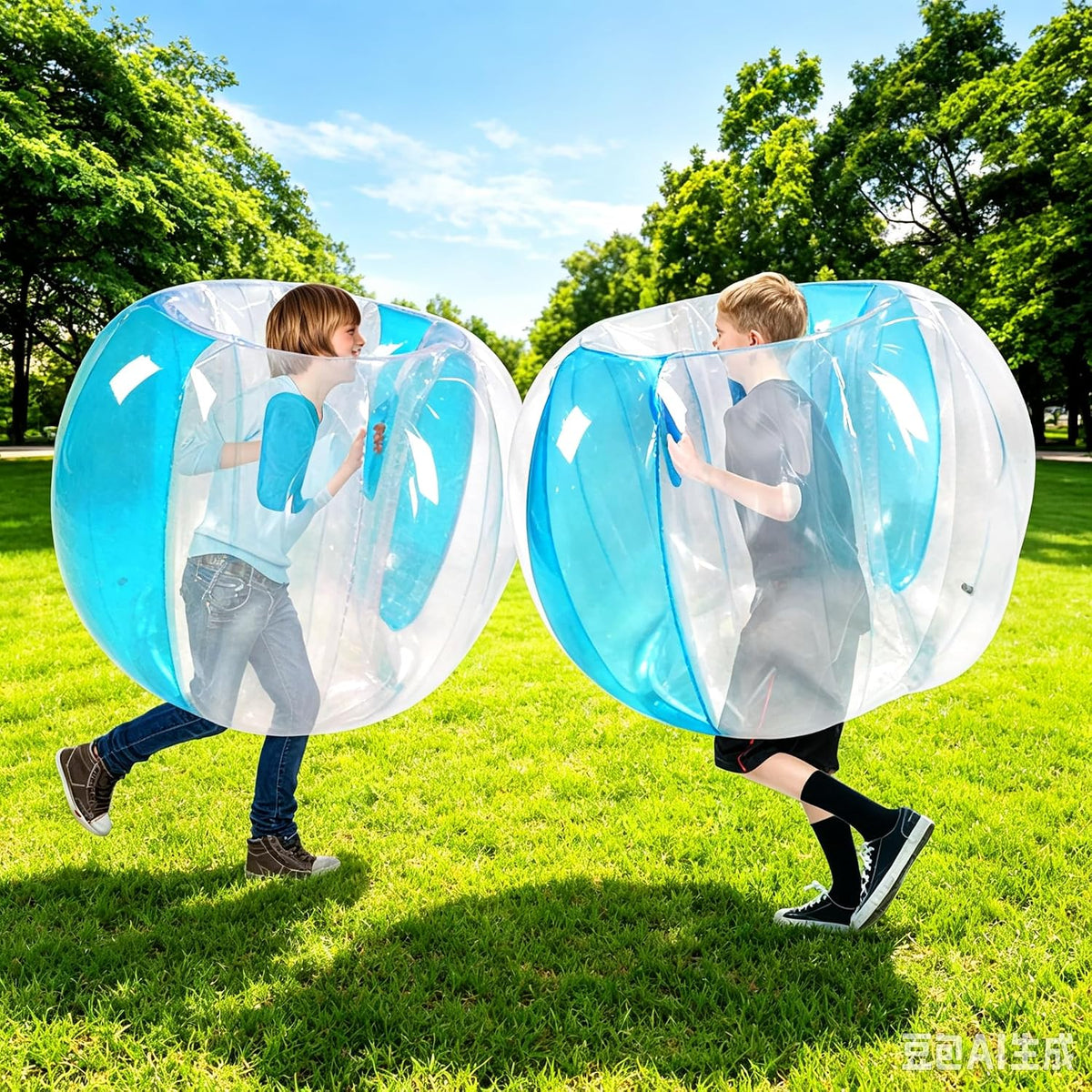 ZHUYNXIR 2 bolas de sumo para niños, juguetes de rebote de parachoques, bolas de sumo para niños, pelota de juego de césped para niños al aire libre (36 pulgadas, azul + azul)