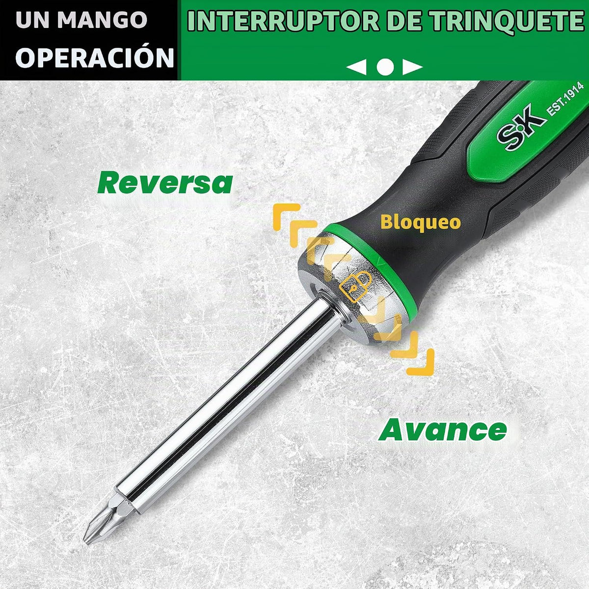 SK Destornillador de trinquete 7 en 1, 216-P, destornillador de trinquete