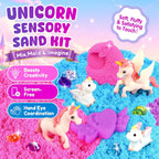 Cubo sensorial de unicornio, kit de arena sensorial de princesa de 28