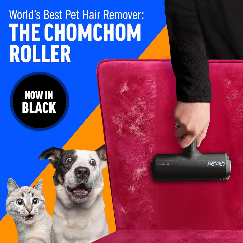 ChomChom Roller Removedor de pelo de mascotas – Rodillo de pelusa reutilizable de tamaño original para gatos y perros en muebles, sofá, alfombra, automóvil, alfombras y ropa de cama – portátil