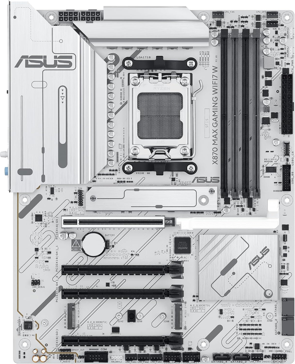ASUS X870 MAX GAMING WIFI7 W AMD AM5 ATX Placa base, PCB blanco de...