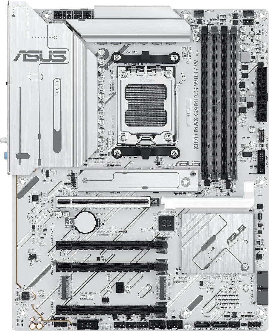 ASUS X870 MAX GAMING WIFI7 W AMD AM5 ATX Placa base, PCB blanco de...