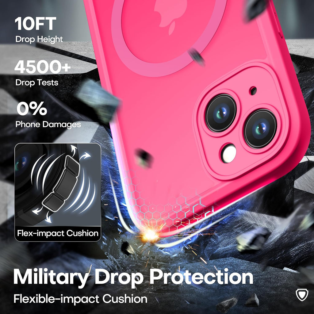 ImpactStrong Protector Magnético Diseñado para Funda iPhone 15 [Protección de Cámara] [Probado contra Caídas de Grado Militar] [Compatible con MagSafe] Funda de Teléfono Delgada Translúcida Mate (6.1