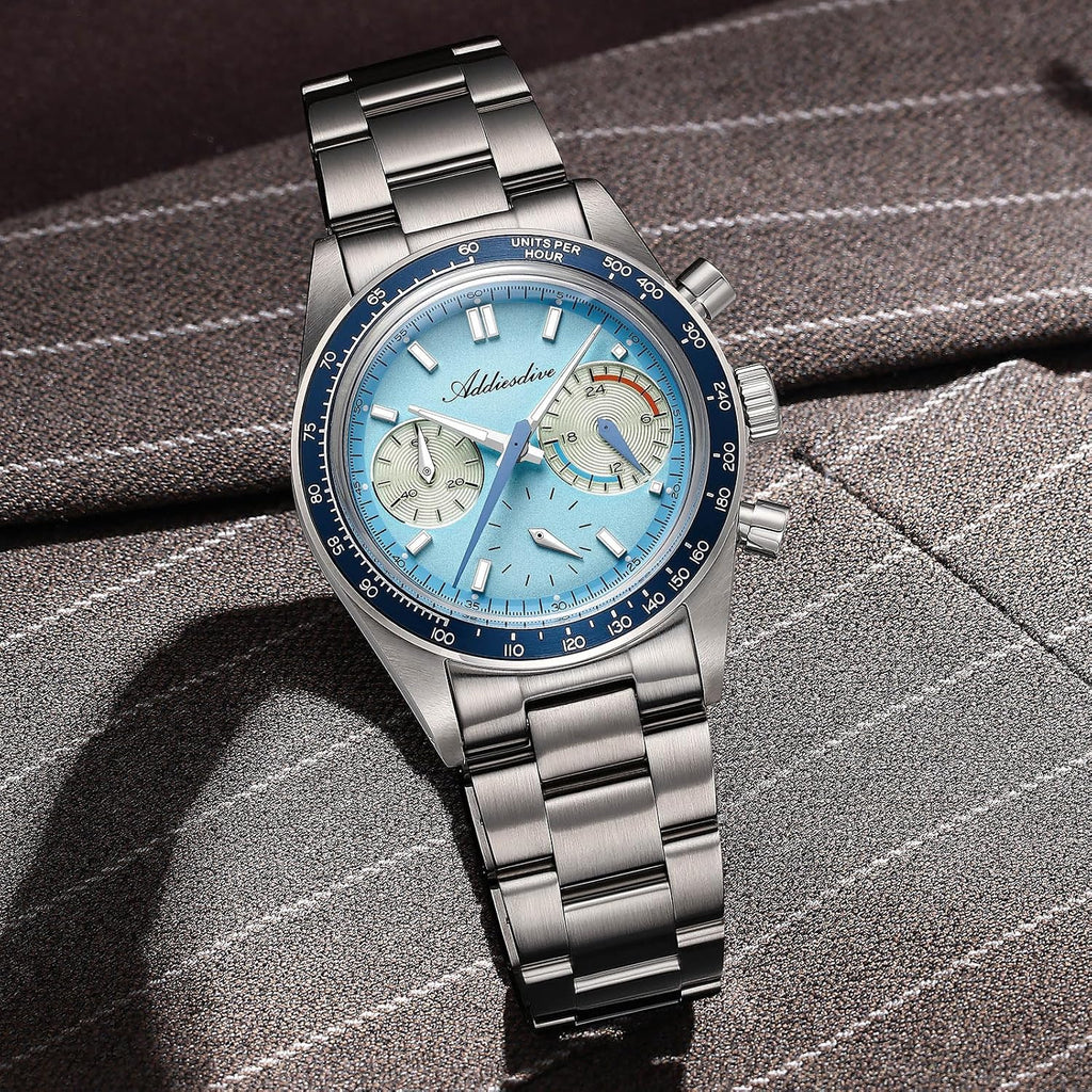 ADDIESDIVE Racing Chronograph Relojes para Hombre 3 Sub-diales 100M a Prueba de Agua