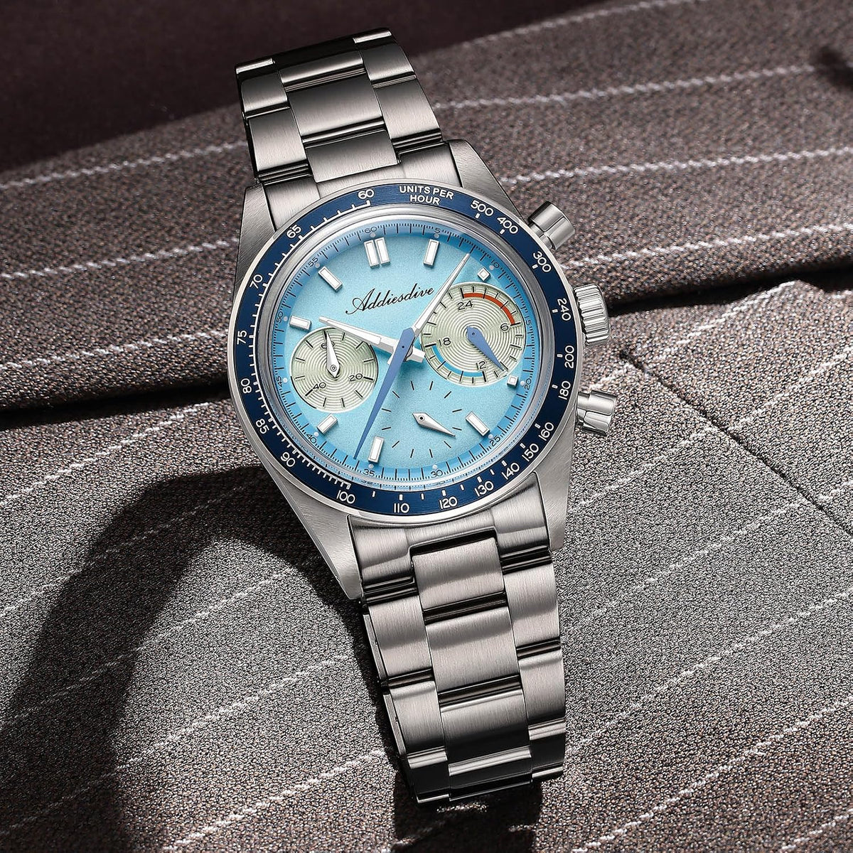 ADDIESDIVE Racing Chronograph Relojes para Hombre 3 Sub-diales 100M a Prueba de Agua