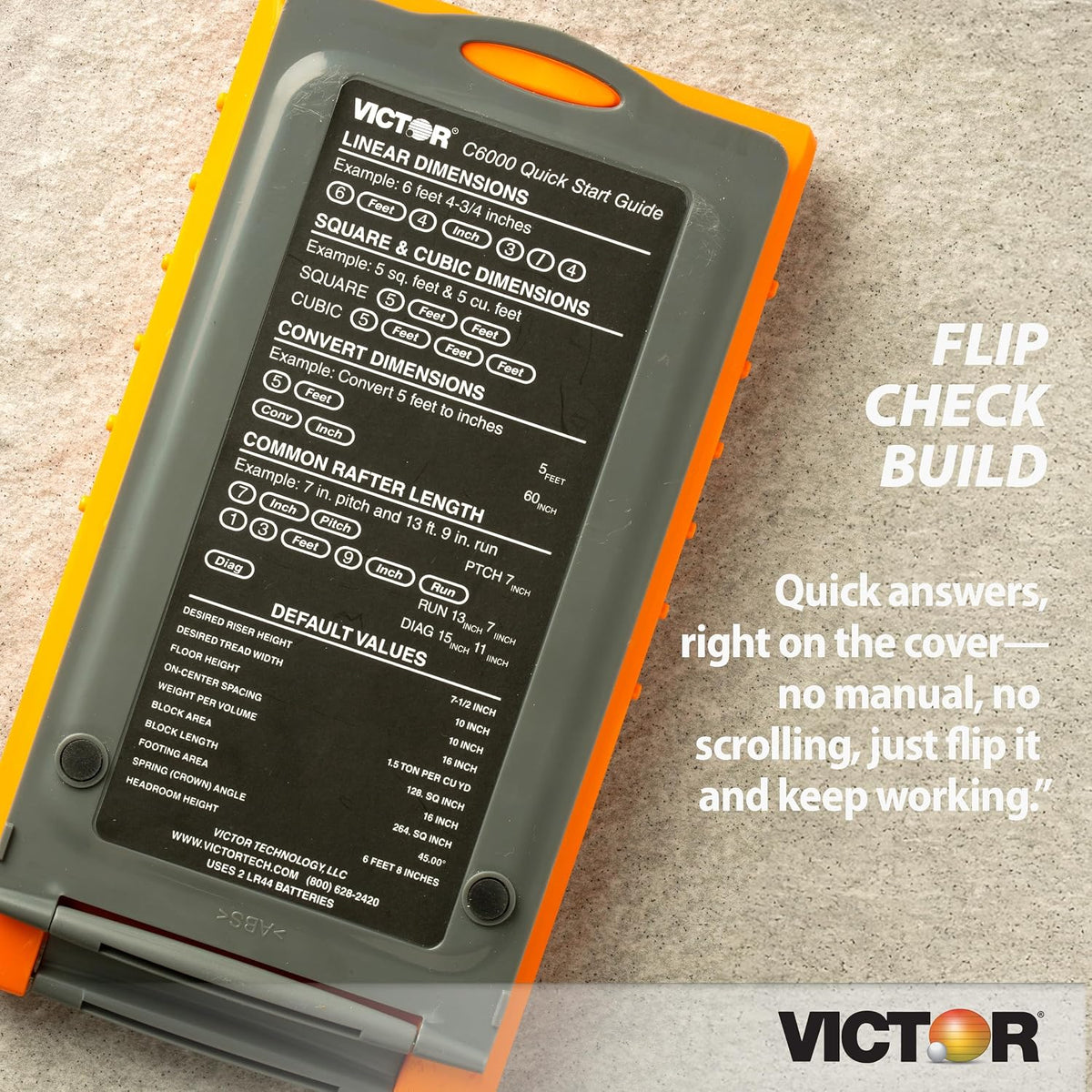 Victor Calculadora de Construcción Avanzada C6000 con Estuche Protector Muestra en Formas Fraccionarias o Dimensionales Perfecta para Carpinteros, Renovadores, Constructores, Contratistas, Estimadores