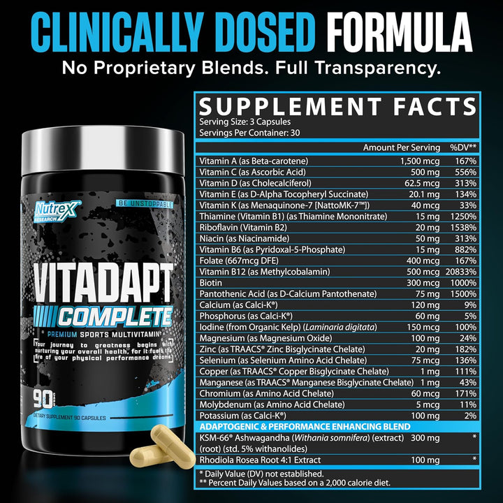 Nutrex Research Vitadapt - Multivitamínico deportivo completo para...