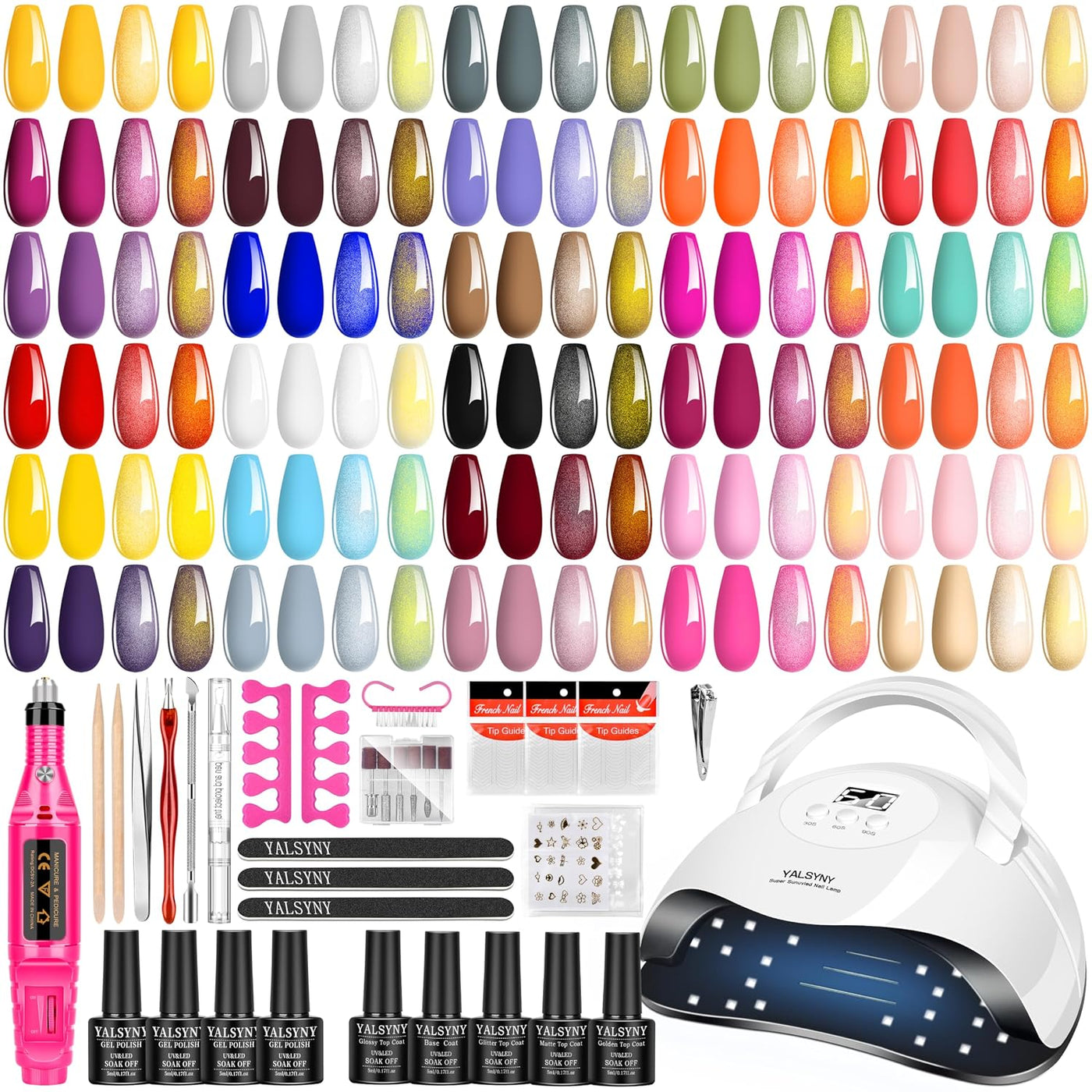 YALSYNY Kit de esmalte de uñas de gel con lámpara de uñas UV, kit d...