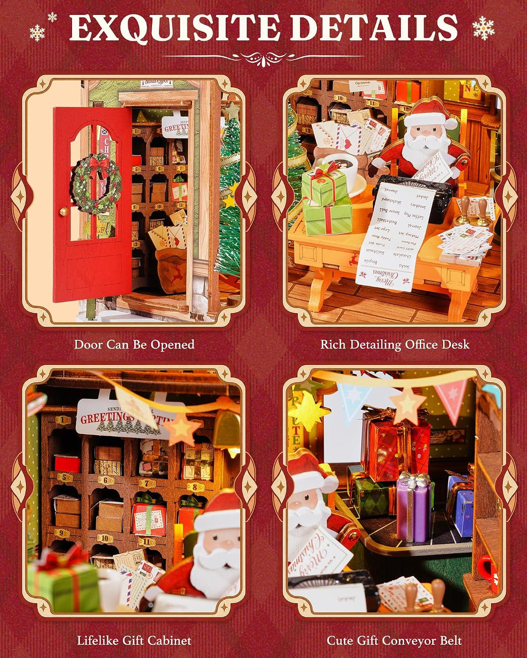 Rolife Kit de casa de muñecas en miniatura de Navidad, casa de bricolaje de