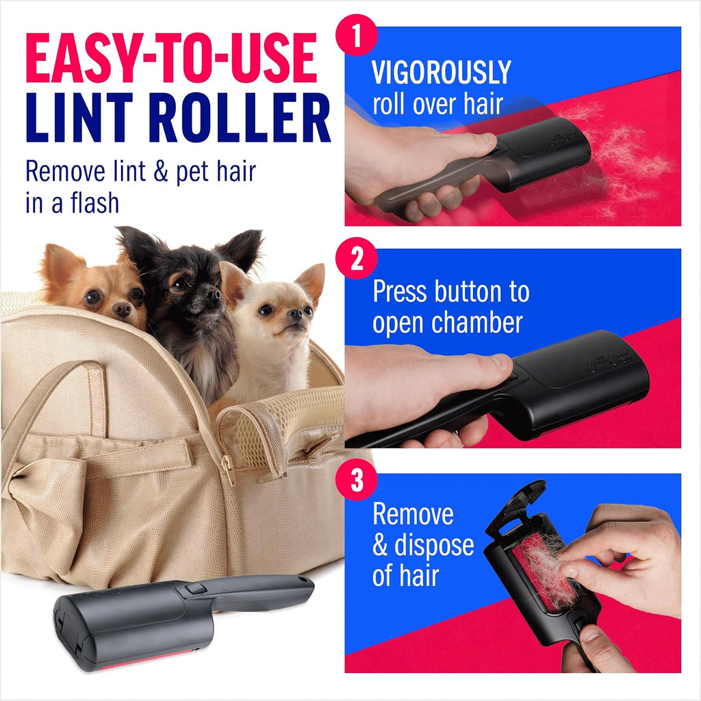 ChomChom Roller Removedor de pelo de mascotas – Rodillo reutilizable para eliminar pelusas para ropa, sofás, autos y viajes – Removedor de pelo de gatos y perros, compacto, no necesita recambios pegajosos (mini rodillo)