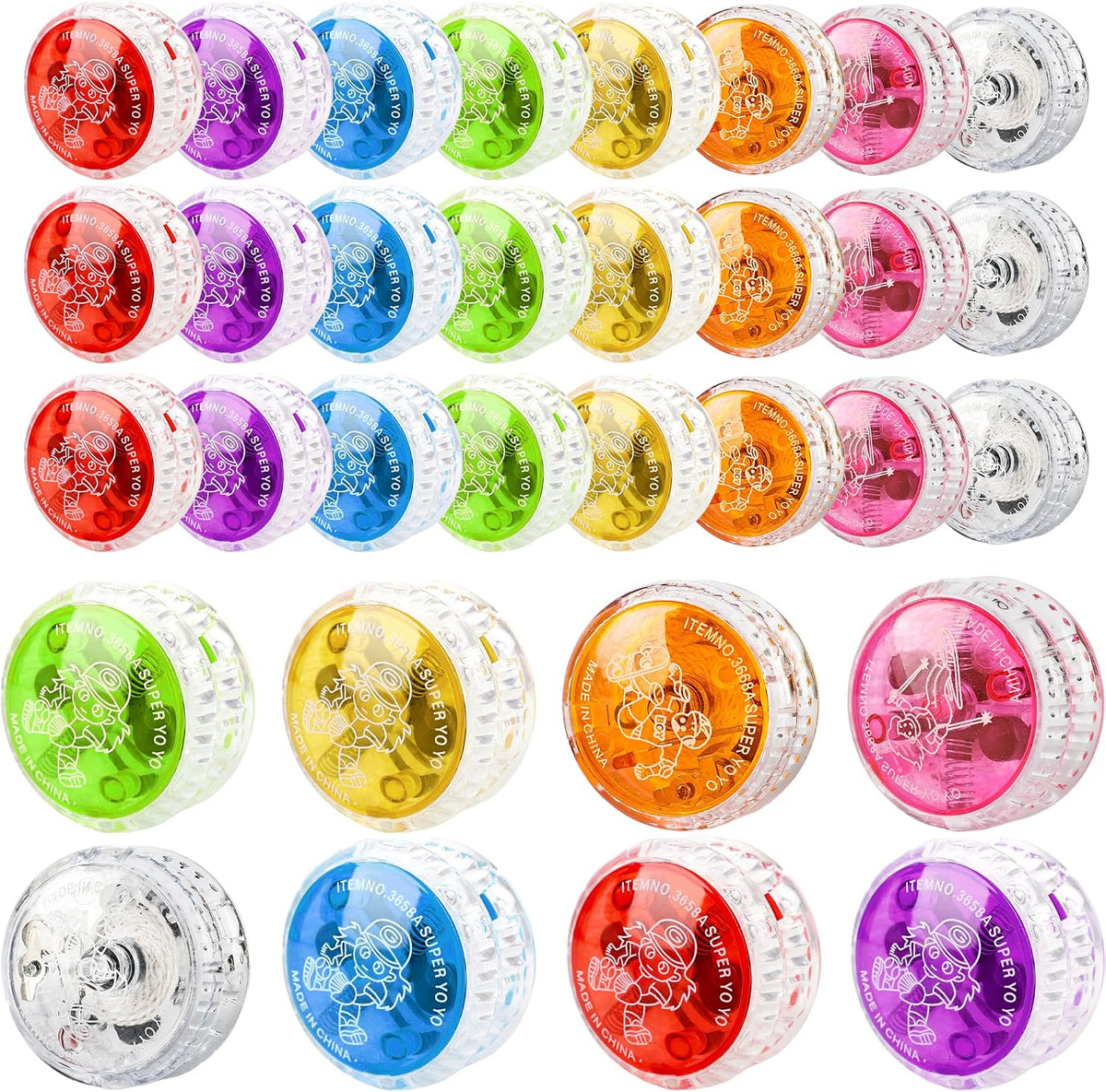 32 bolas de Yo Yo con luz colorida, bolas de respuesta LED a granel, bolas de retorno automático, Yoyo para niños, principiantes, cumpleaños, aula, bolsas, regalos, 8 colores