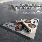 Drone RC 3 en 1 para Land Sea Air, avión de control remoto H20 con luces frías, giro de 360°, 3 modos de conducción y protección contra colisiones, juguete de espuma RC Drone regalo para niño y niña, plateado