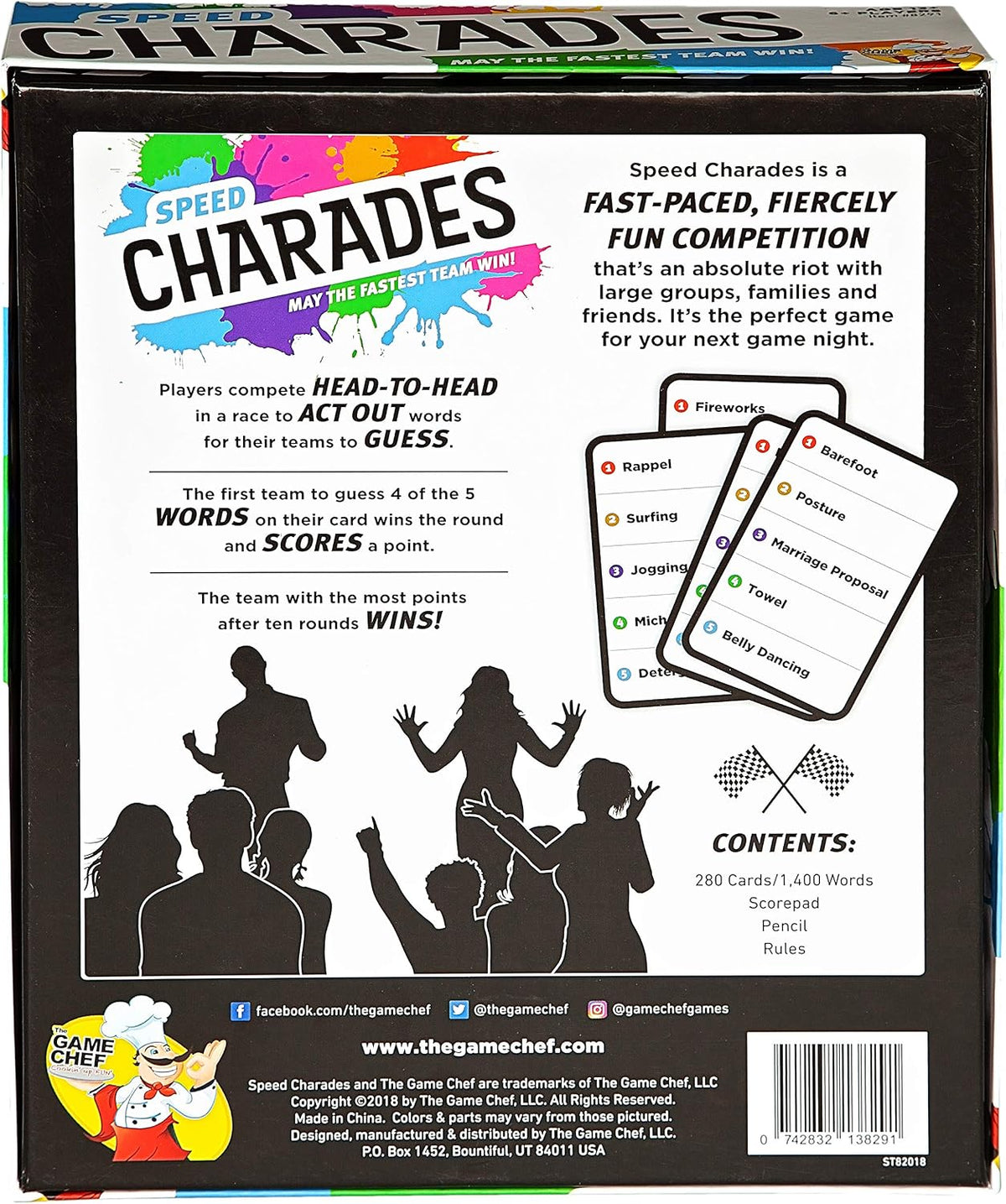 Juego de fiesta Speed Charades - Juego de mesa Charades - Incluye 1400 charadas - Perfecto para grupos y noches de juego familiares