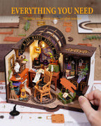 Rowood Kit de casa en miniatura para estudio mágico, kit de casa de muñecas en miniatura para adultos, kits de manualidades de mago para mujeres con LED, regalo de cumpleaños de Navidad para adultos (estudio mágico)