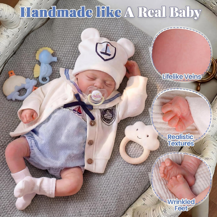 JIZHI Reborn Baby Dolls Boy - Muñeca de bebé recién nacida realista...
