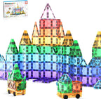PicassoTiles 120 piezas de fichas magnéticas de tamaño mini, juguetes magnéticos de la serie diamante, juego de bloques de construcción sensorial, aprendizaje STEM, tamaño de viaje, juguete educativo