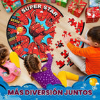 Rompecabezas de piso de araña gigante para niños, con temática de héroes