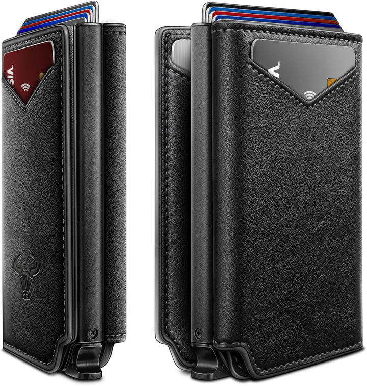 BULLIANT Billetera de cuero para hombre, tarjetero con clip para di...