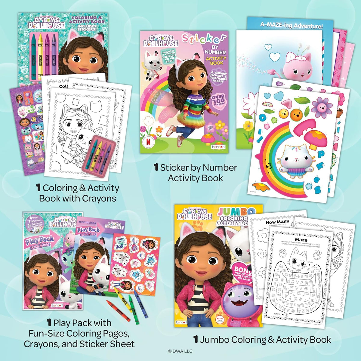 Gabby's Dollhouse - Juego de 4 libros para colorear