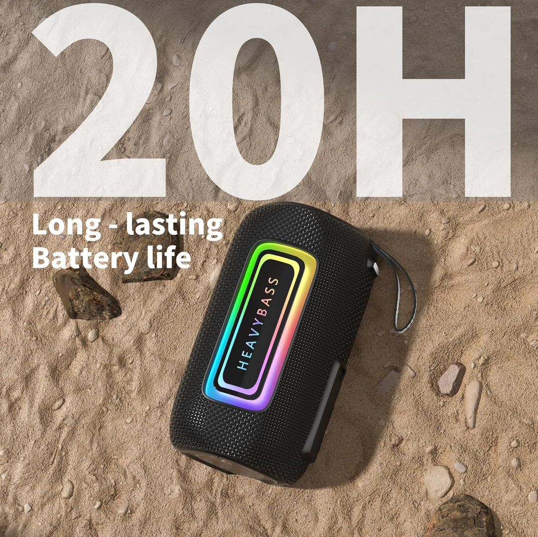Altavoz Bluetooth portátil con luces LED | IPX7 impermeable, sonido...