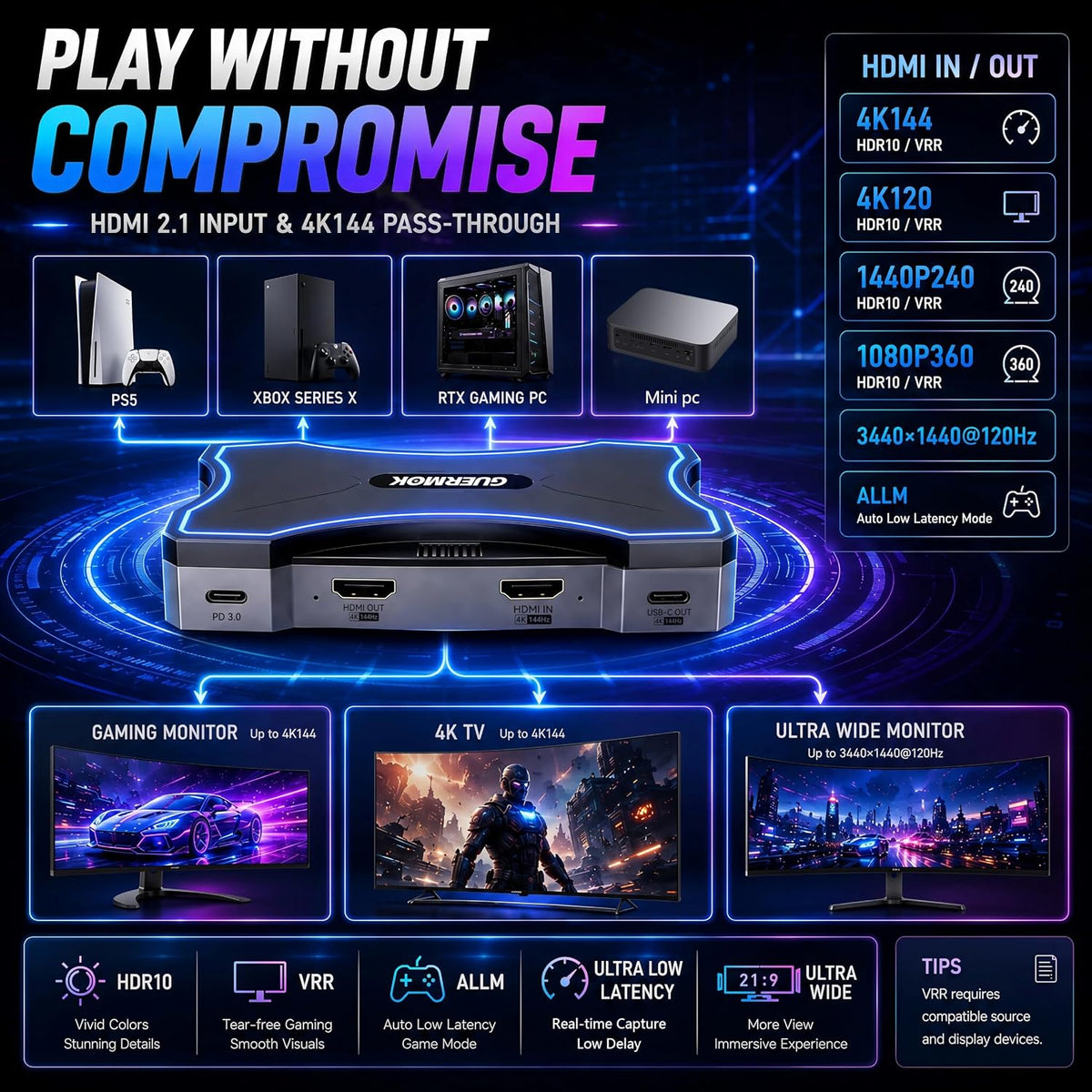 Tarjeta de captura USB 4K144 HDMI2.1, captura de video 4K de