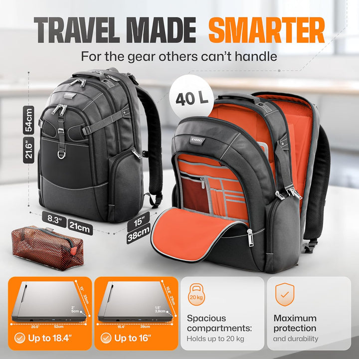 EVERKI Business 120 Pro 2 - Mochila para laptop de 40 litros con cu...