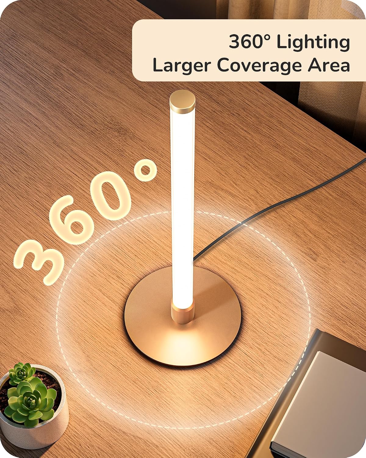 Lámpara EDISHINE Lámpara de mesa moderna, lámpara de noche delgada LED con