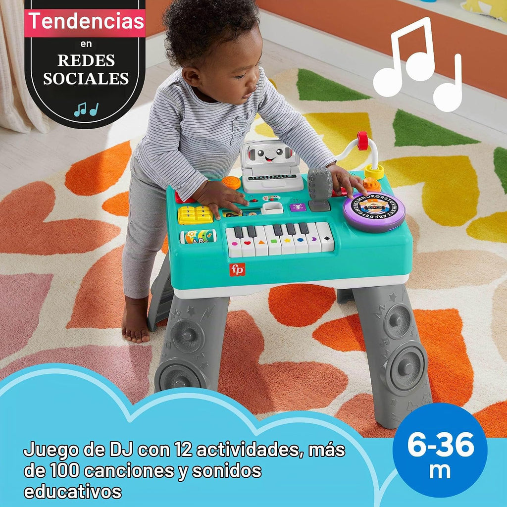 Fisher-Price Juguete para bebés y niños pequeños, mesa de DJ para reír y aprender con actividades musicales educativas para el desarrollo de niños a partir de 6 meses