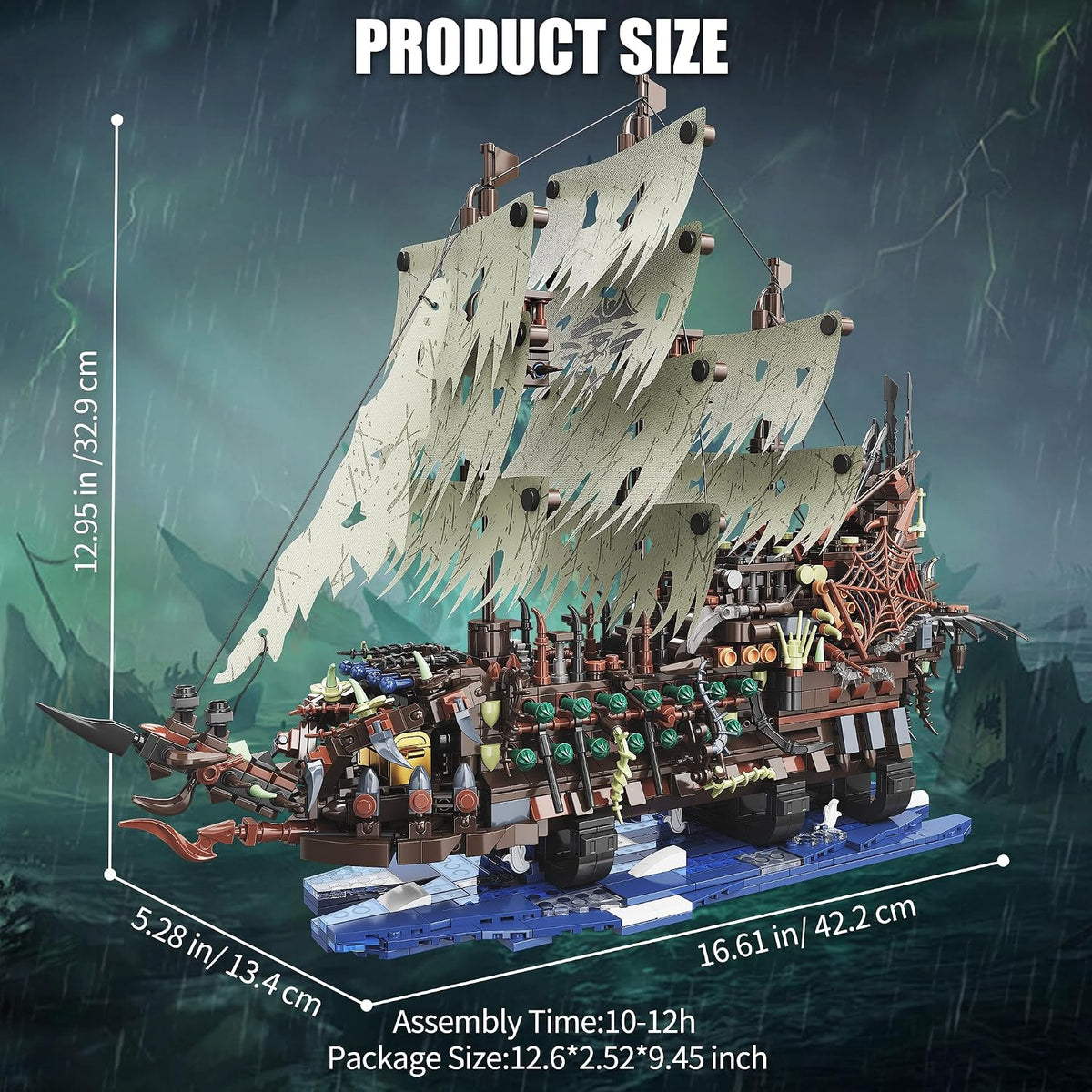 TYCOLE MOC - Juego de construcción de barco pirata con luces, barco de juguete modelo holandés volador, juego de bloques de construcción de barco fantasma, ideal para adultos y adolescentes como regalo de cumpleaños o fiesta (2159 piezas)