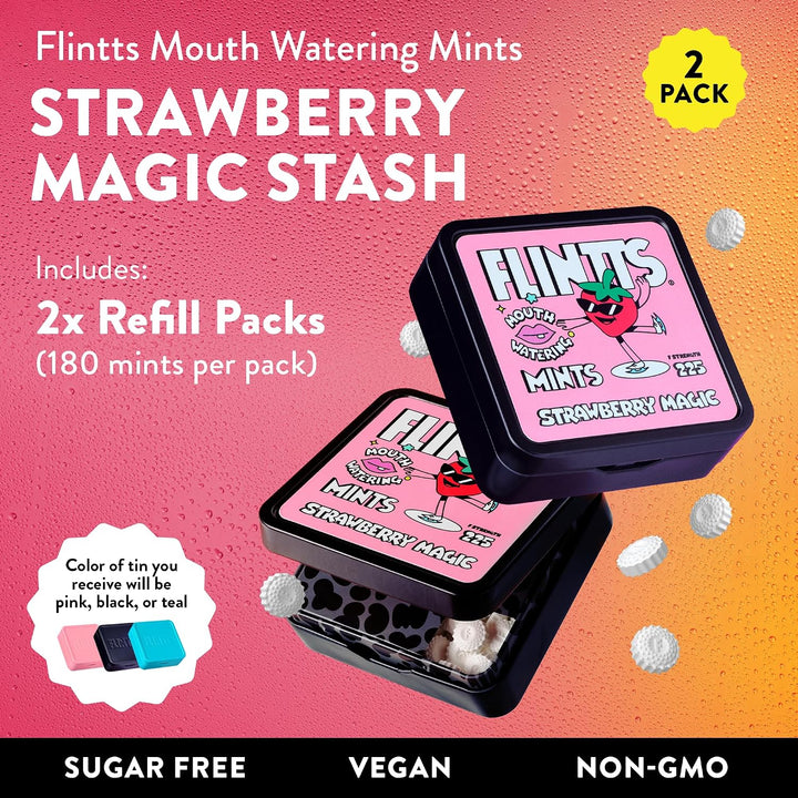 Flintts Mints Strawberry Stash - Mentas deliciosas sin azúcar para...