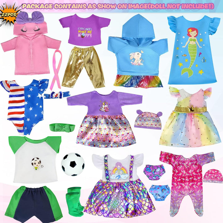 12 juegos de ropa y accesorios para muñecas bebé de 14-16 pulgadas,...