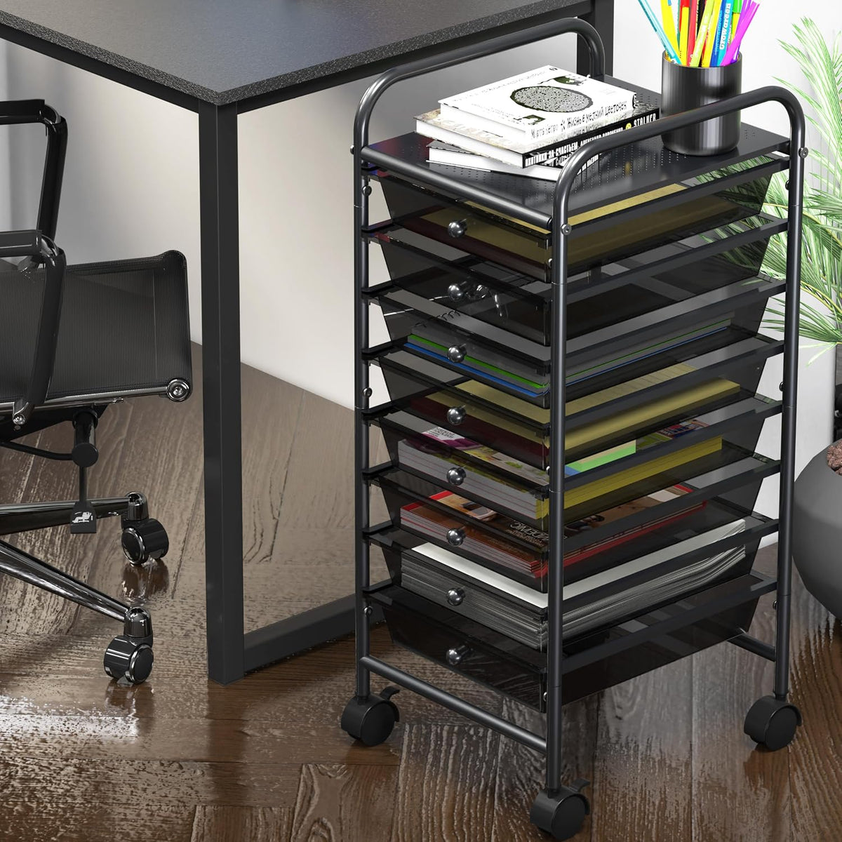 Lámpara Simple Houseware Carrito utilitario con ruedas de 8 cajones, almacenamiento