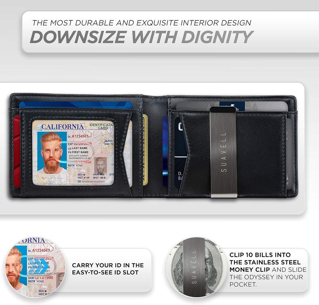 Suavell Billeteras delgadas para hombres. Cartera plegable minimali...