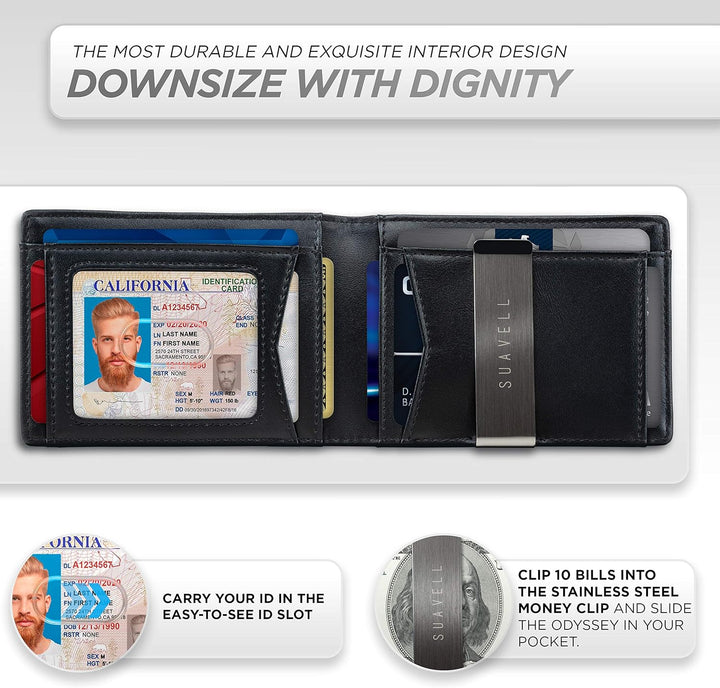 Suavell Billeteras delgadas para hombres. Cartera plegable minimali...