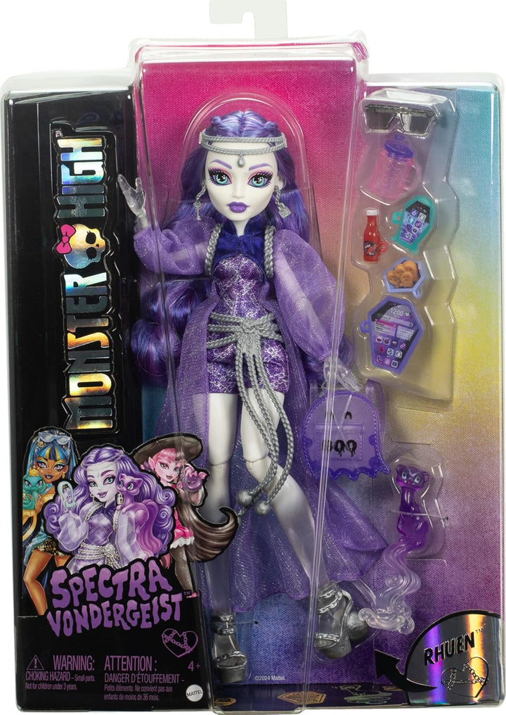 Muñeca de Monster High Spectra Vondergeist con hurón mascota Rhuen...