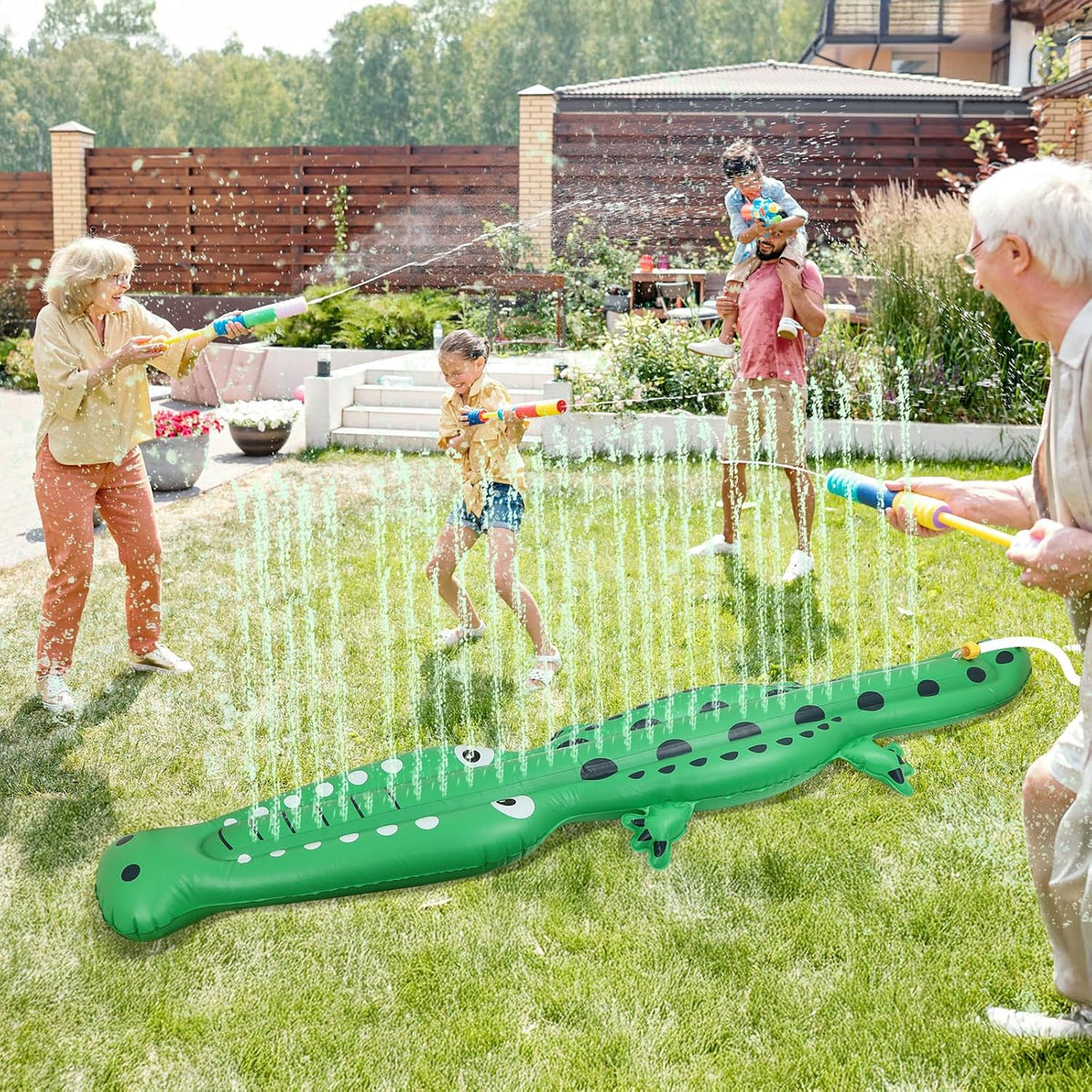 Aspersor de agua para niños, aspersor inflable de cocodrilo grande