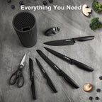 Juego de cuchillos de cocina de 8 piezas con afilador, bloque de cuchillos universal, cuchillas de acero inoxidable, diseño ergonómico, resistentes al óxido