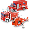 JOYIN Camión de bomberos de juguete para niños de 3, 4, 5, 6, 7 años, camión de bomberos, vehículo de emergencia, camión de bomberos para niños, automóvil alimentado por fricción con luces y sonidos, regalos de cumpleaños para niños y niñas de 3 a 9 años