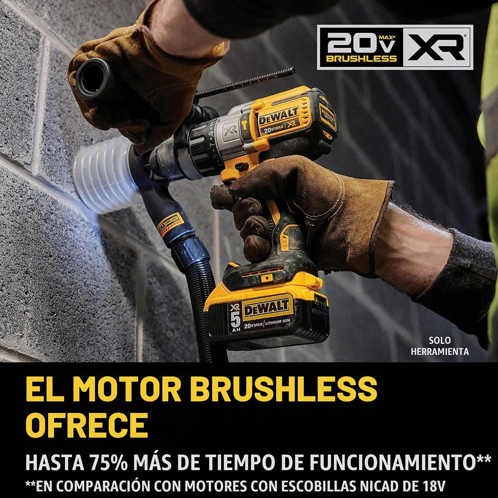 DEWALT Taladro de martillo inalámbrico MAX XR de 20 V, sin escobillas, resistente de 1/2 pulgada, 3 velocidades, solo herramienta (DCD996B)