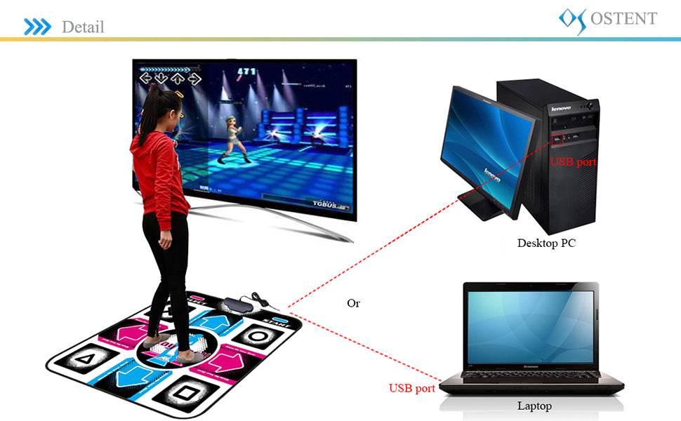 OSTENT USB Non-Slip Dancing Step Dance Mat Pad Blanket for
