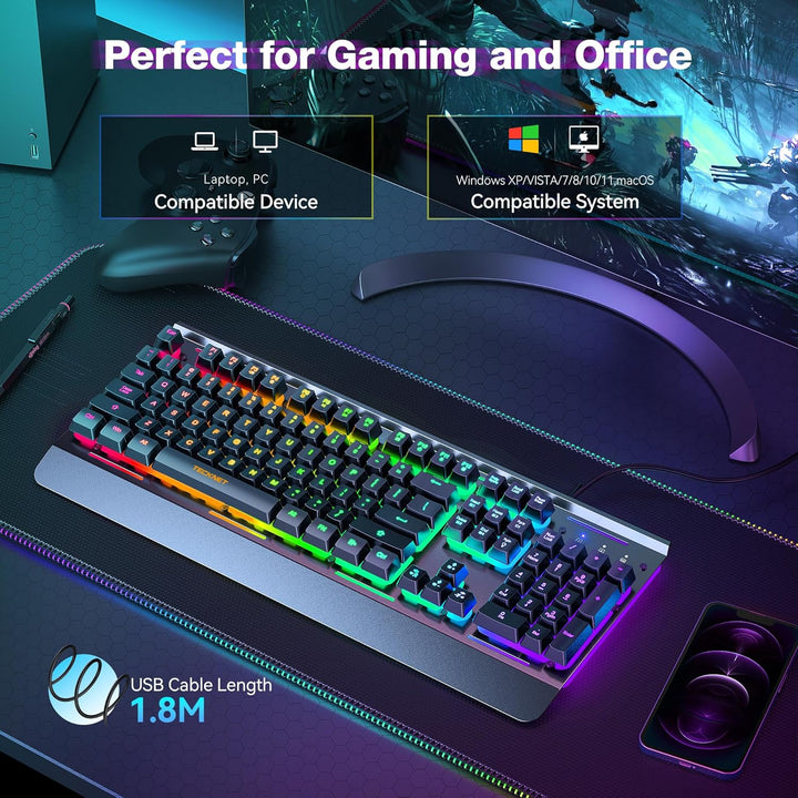 TECKNET Teclado para juegos teclado de computadora con