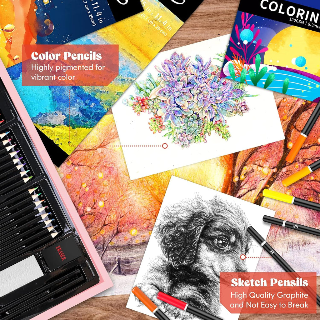 Caliart - Kit de suministros de arte, paquete de 153 unidades
