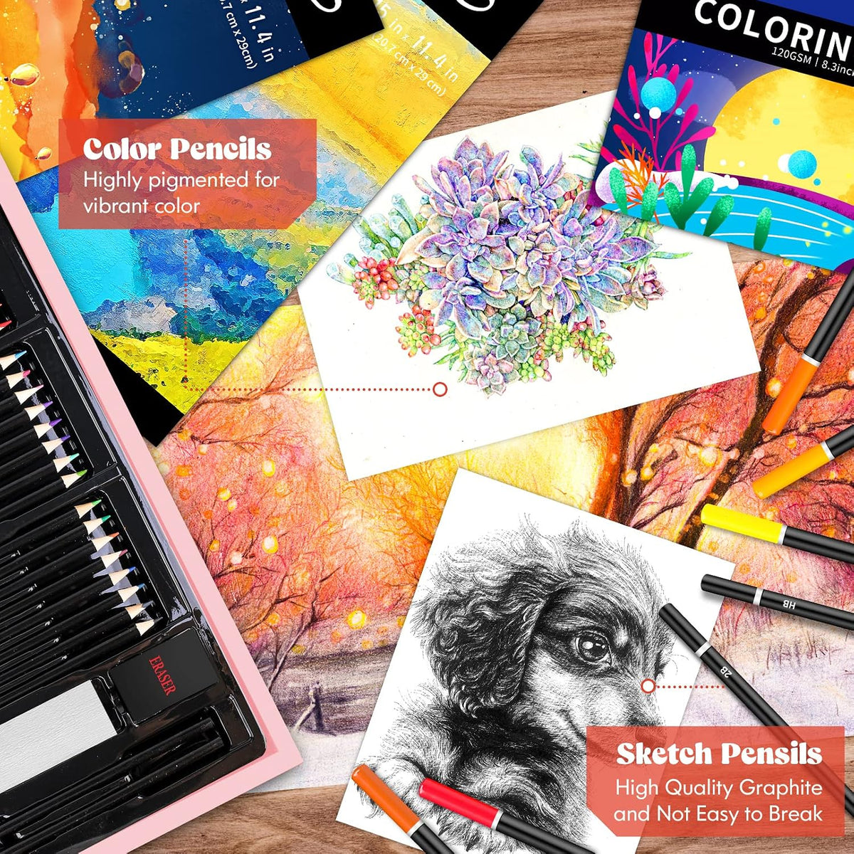 Caliart - Kit de suministros de arte, paquete de 153 unidades