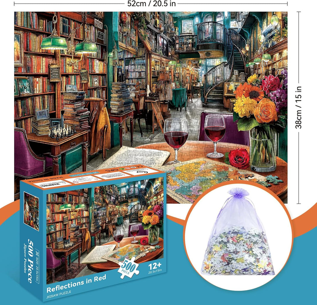 ZHISEOYI 500 Piece Puzzle for Adults Valentines Day Wine